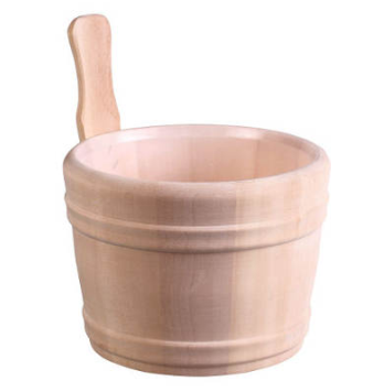 Aufgusseimer ca. 5 l aus Lindenholz, formschön gedrechselte Ausführung, mit Kunststoff-Einsatz