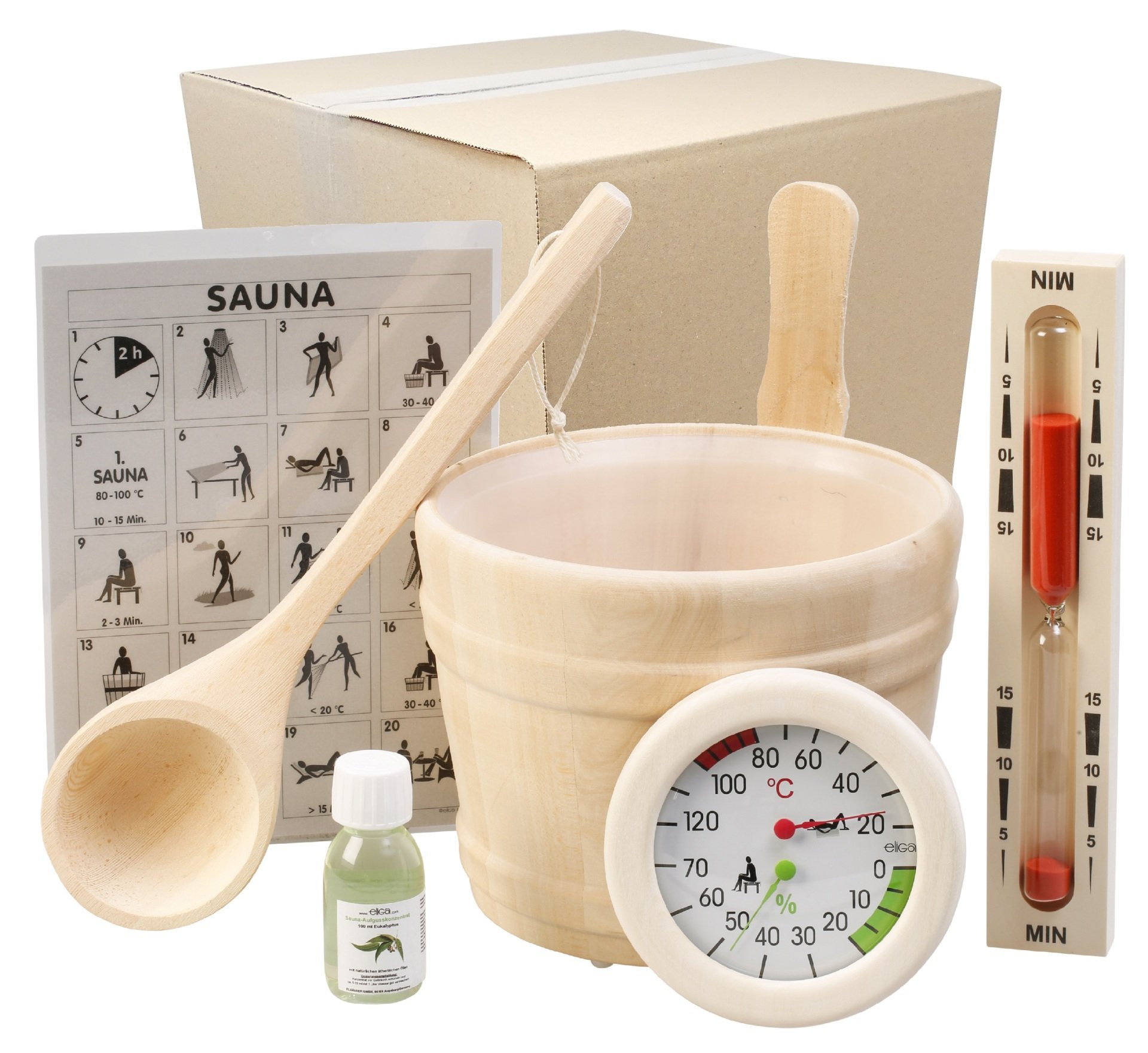 eliga Sauna Zubehör-Set "Standard" 6-teilig