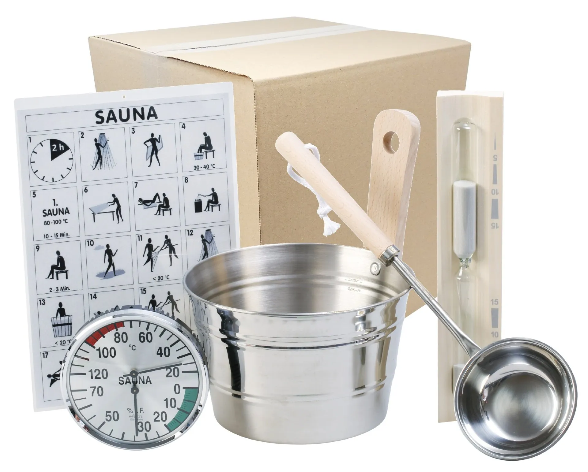 eliga Sauna-Zubehör-Silber 5-teilig