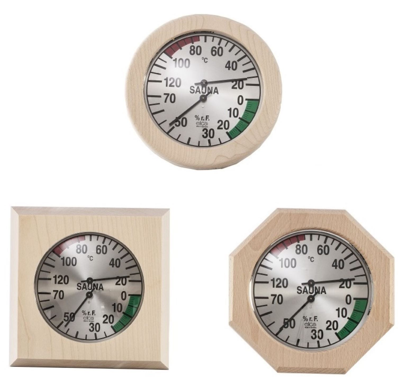 Klimamesser 170 mm in rundem Holzrahmen