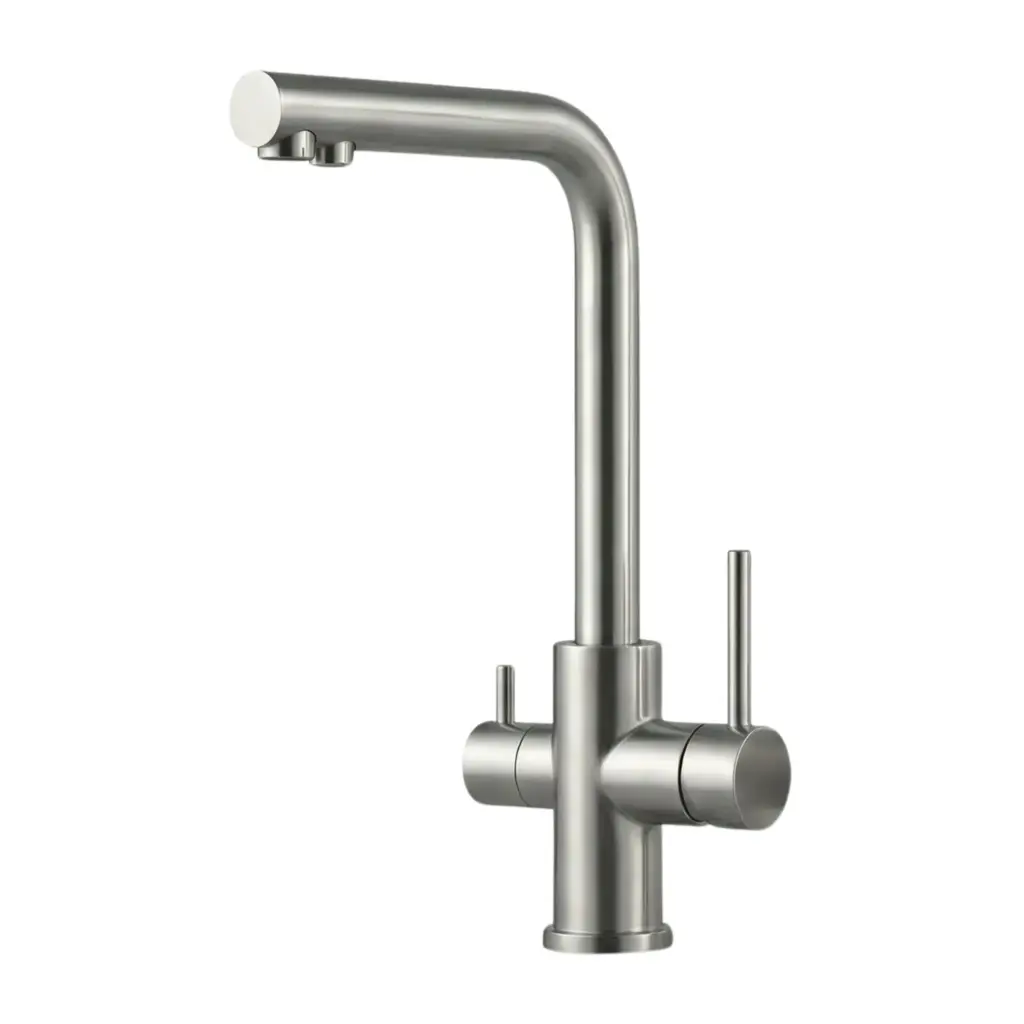 3-Wege-Wasserhahn AVANTGARDE Edelstahl massiv | L-Auslauf, C-Auslauf, U-Auslauf