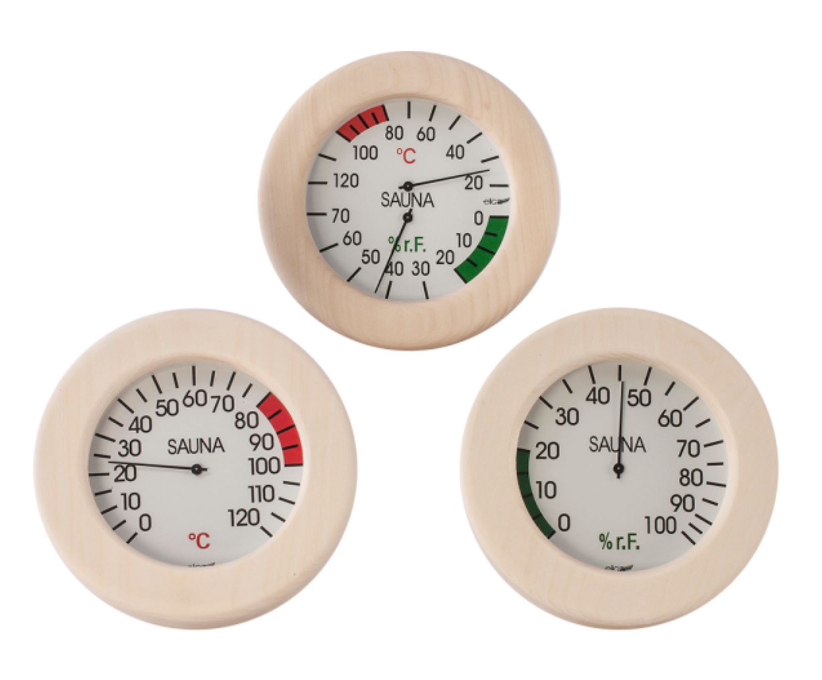 Klimamesser im runden Holzrahmen 155 mm