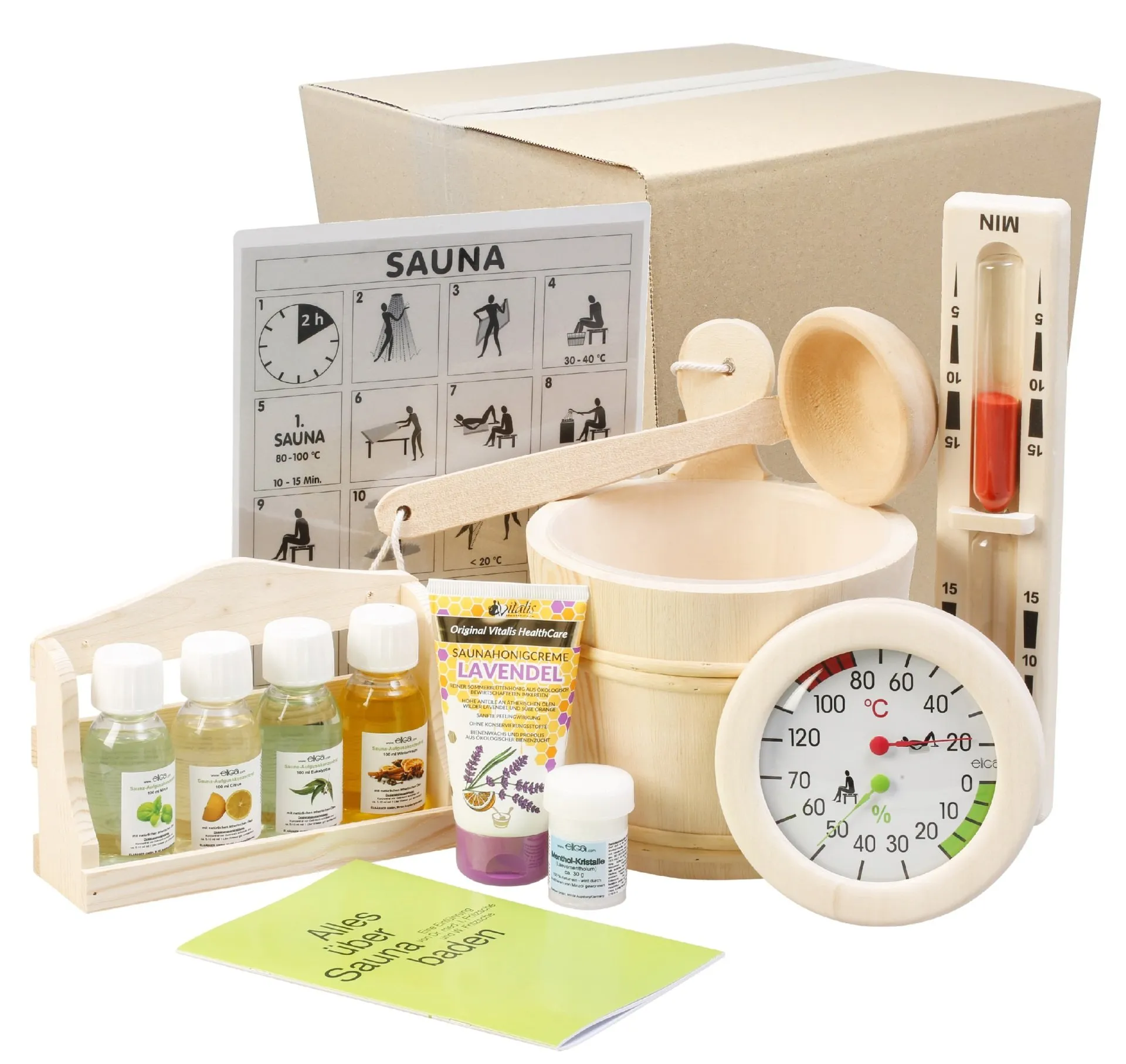 eliga Sauna-Zubehör-All-in-Set 9-teilig