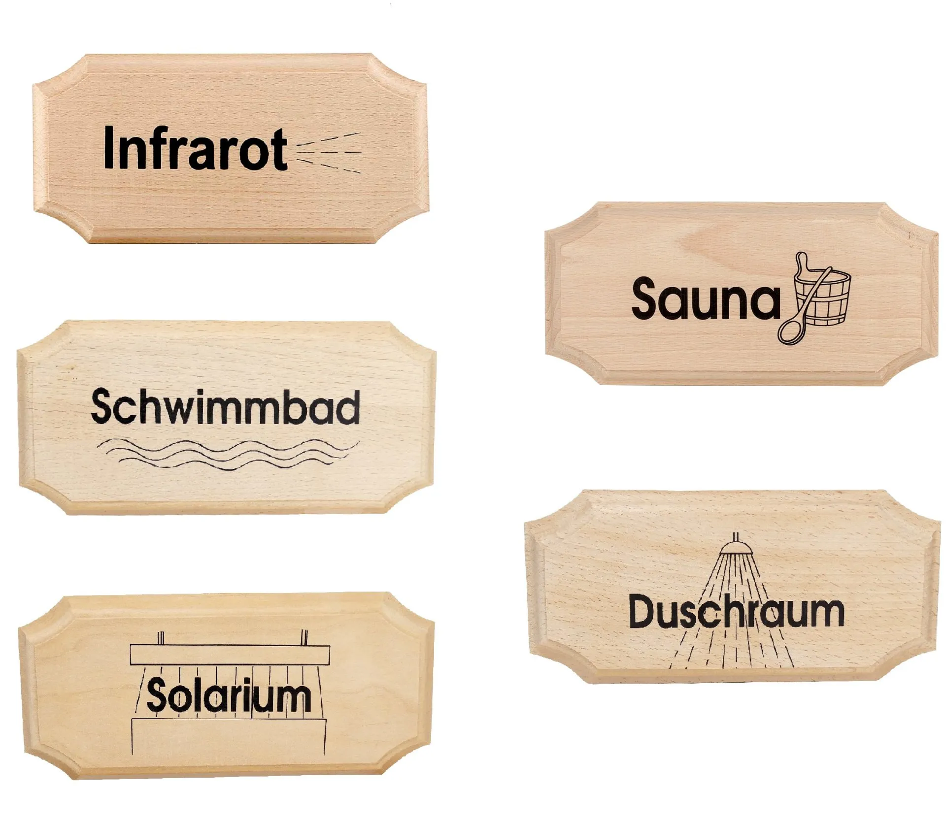 Schilder 8-eckige Ausführung aus Holz natur
