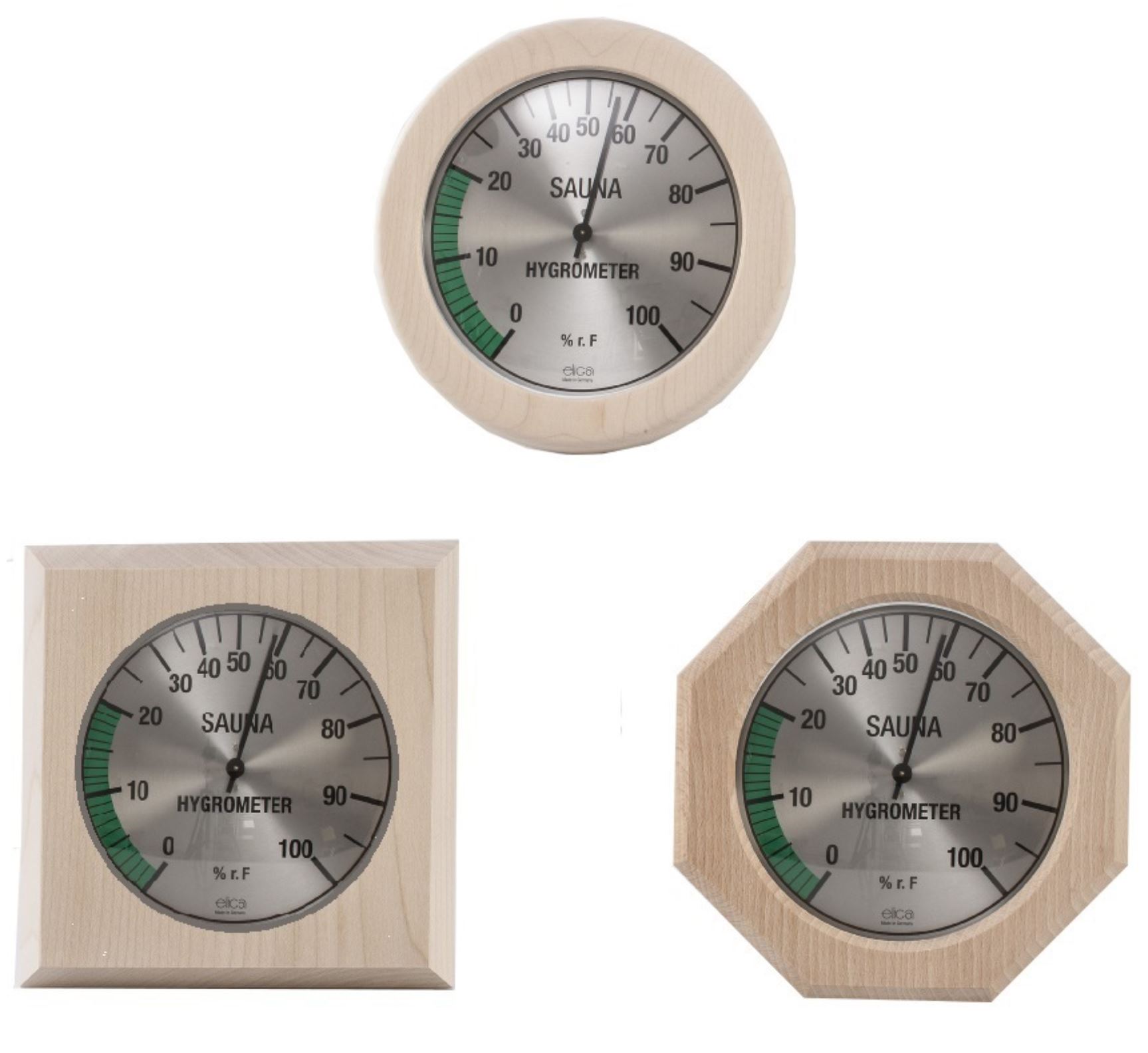 Hygrometer im runden Holzrahmen 170 mm