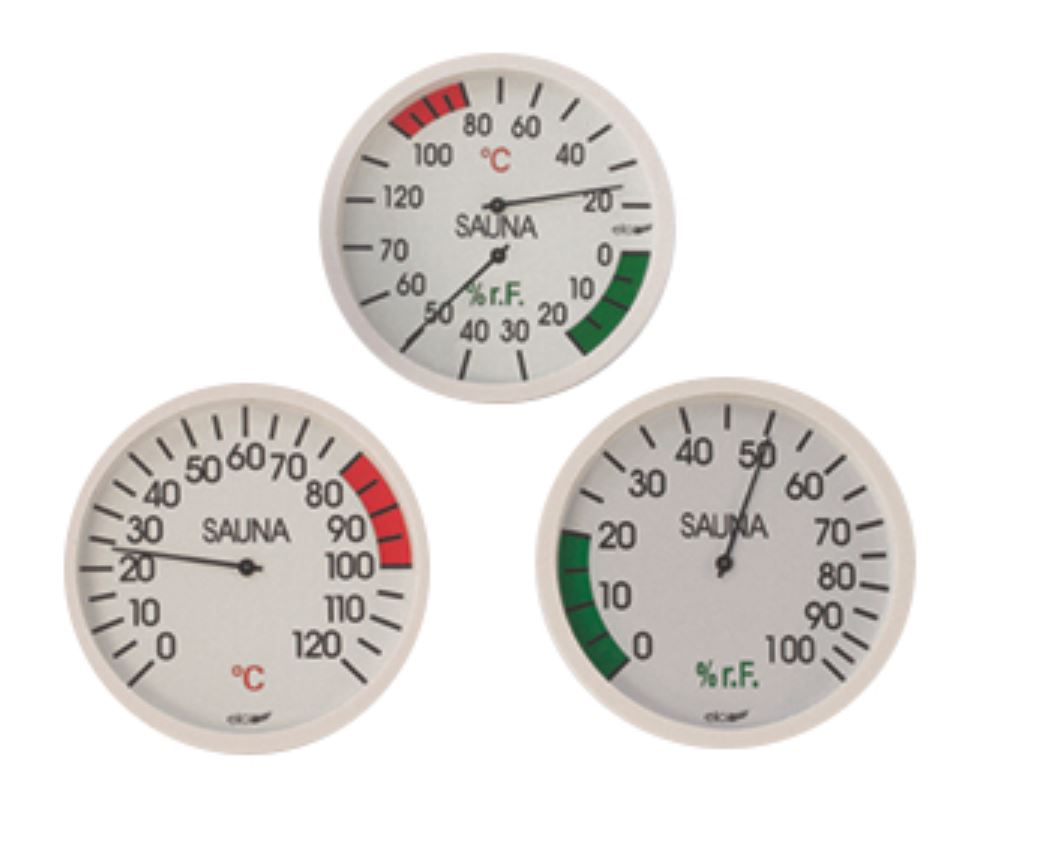 Klimamesser weiß 120 mm für Sauna (Thermo- und Hygrometer)
