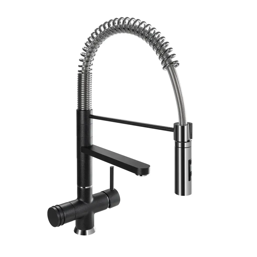 3-Wege-Armatur LUXURY Designer Spiralfeder 56 cm in Onyx