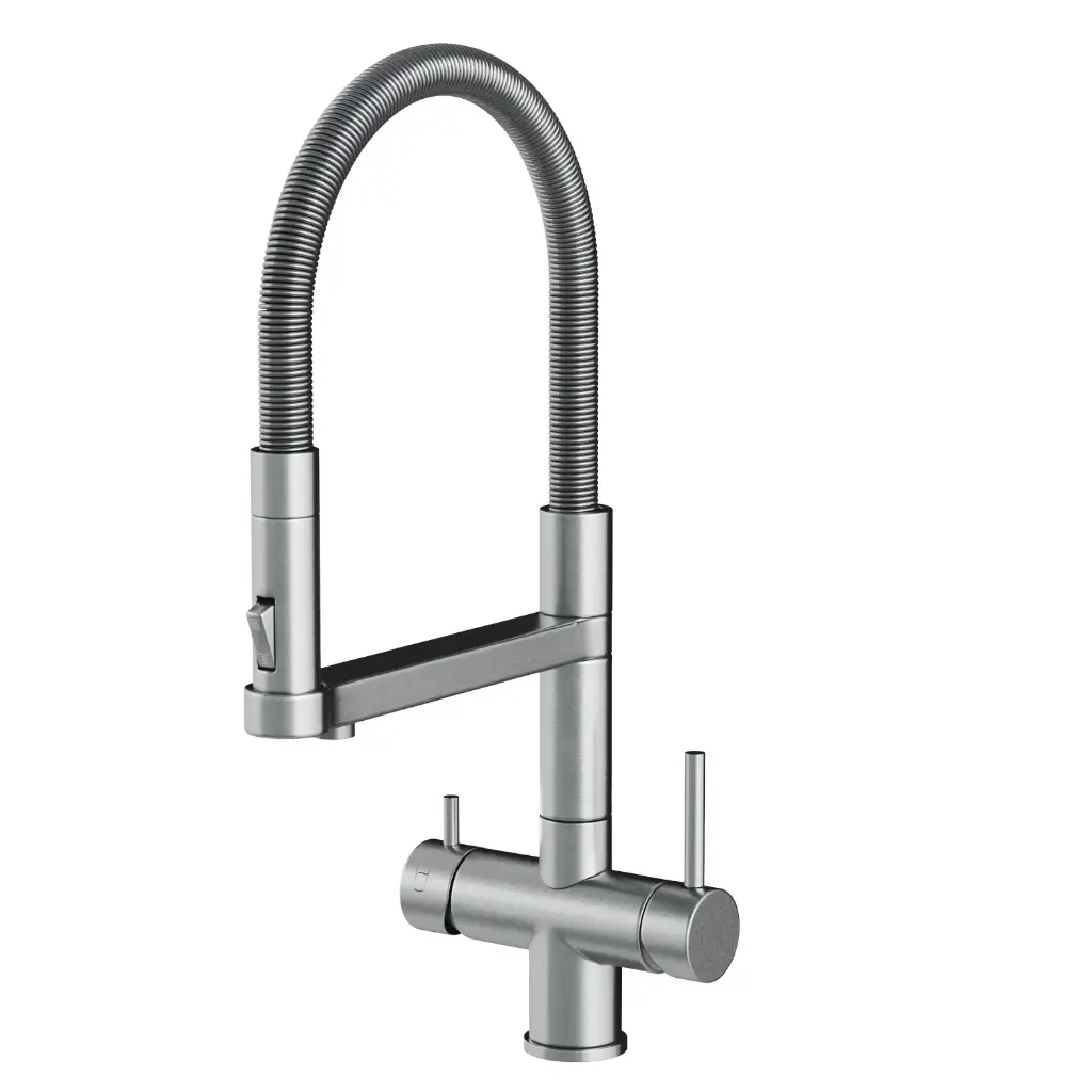 5-Wege-Wasserhahn STATEMENT aus 304-Edelstahl | ausziehbare Brause | kompatibel mit untertisch Wassersprudlern