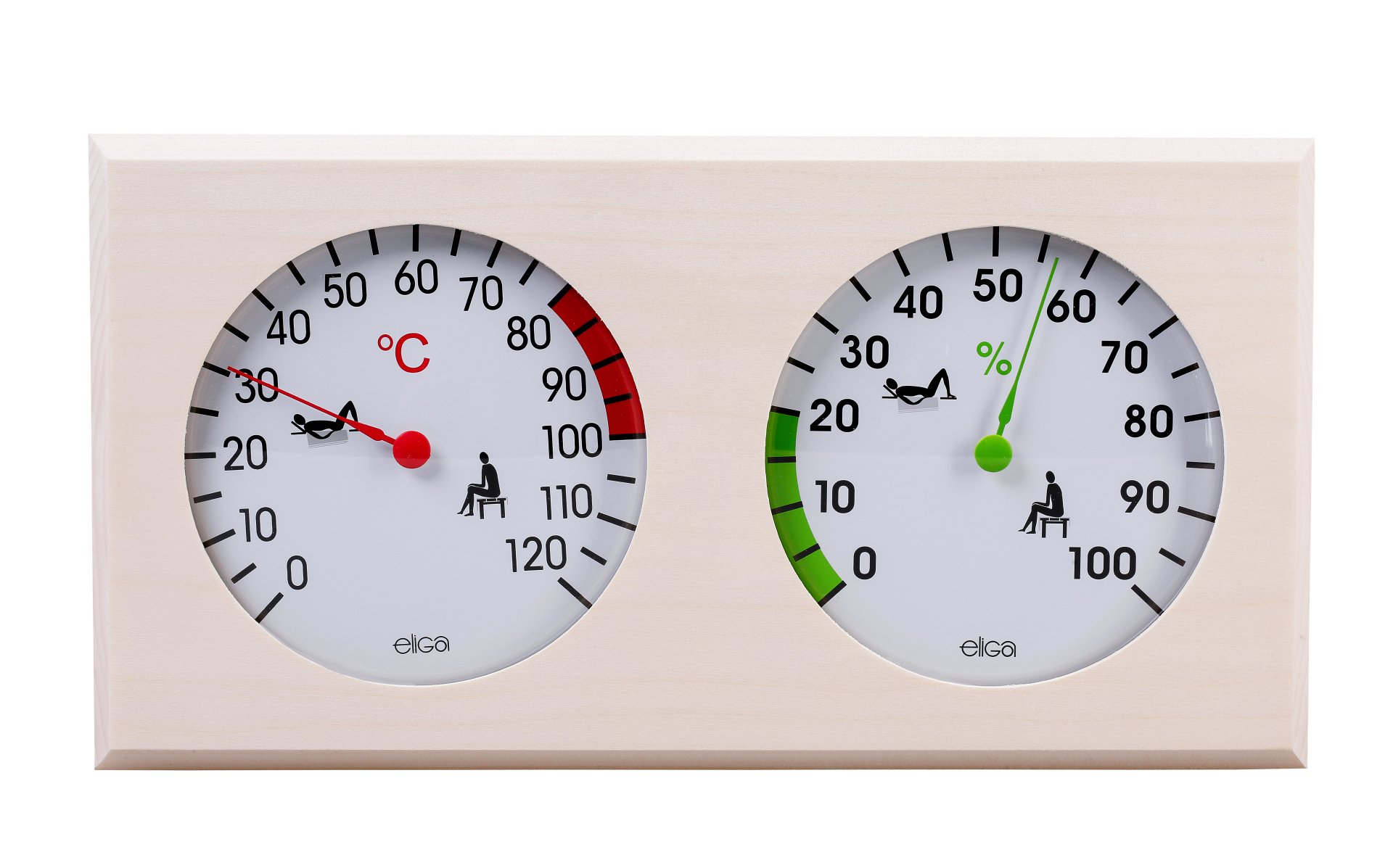 Sauna-Messstation mit Thermo-/Hygrometer im Holzrahmen