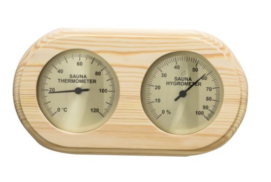 Thermo-Hygrometer geteilt, abgerundet Nadelholz