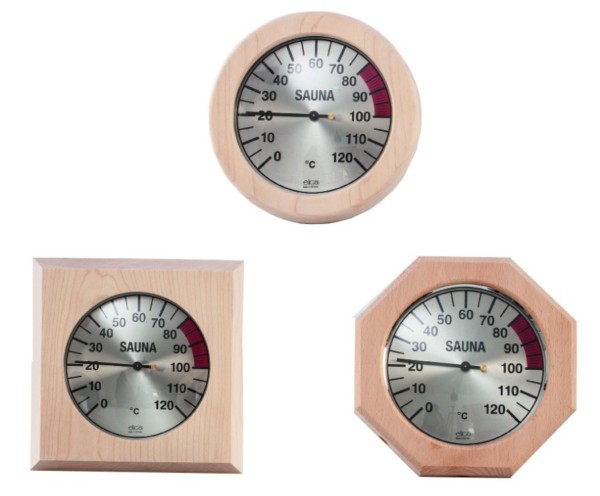 Thermometer im runden Holzrahmen 170 mm